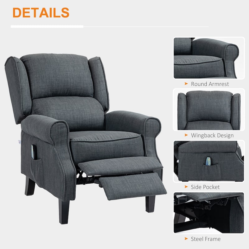 Recliner Chair For Living Room With Heat - Charcoal Grey