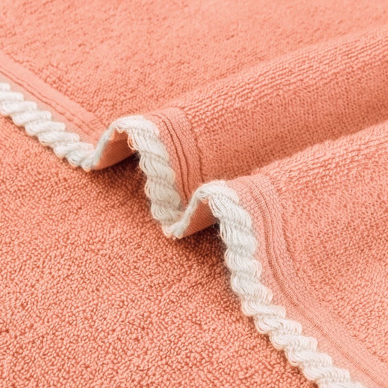 Solid Cotton Hand Towels, Absorbent and Quick Drying Towel for Bathroom, Travel, Camp 14" x 28" Light Red