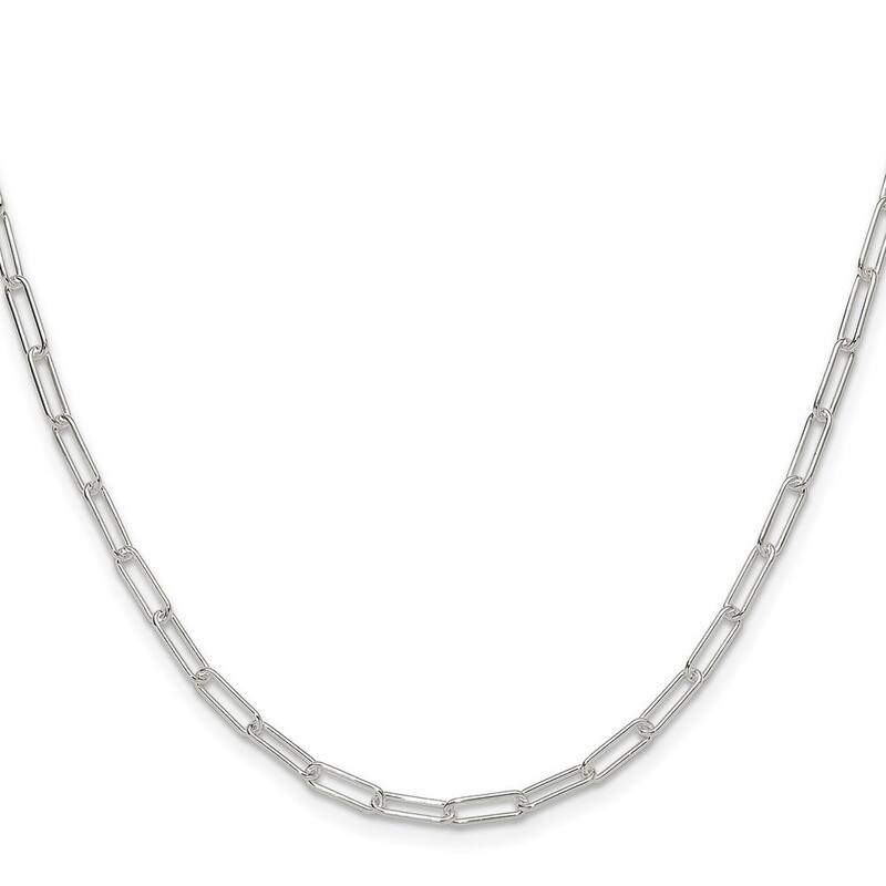 Curata 925 Sterling Silver Polished 3mm Paperclip Chain Necklace Options: 16 18 20 22 24