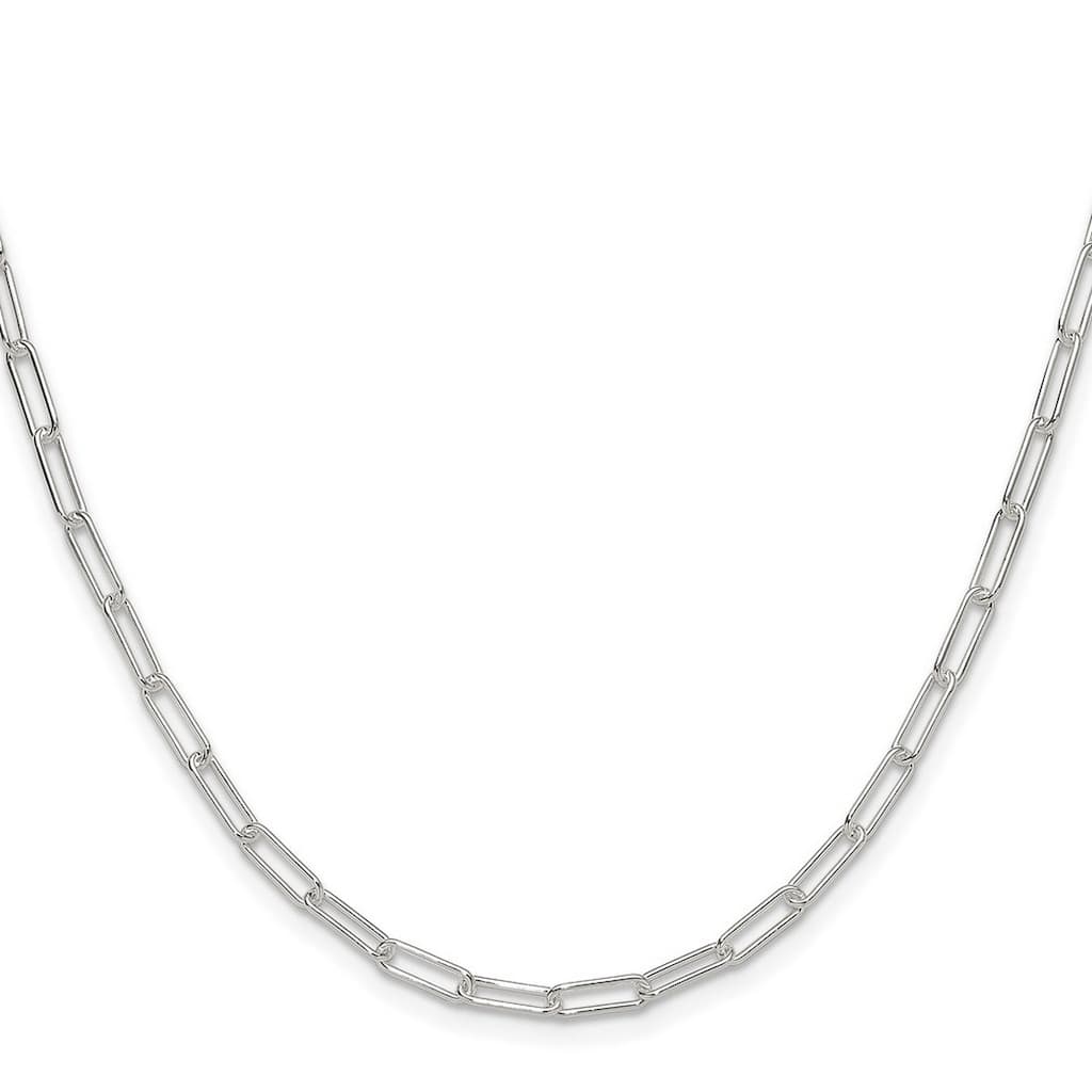 Curata 925 Sterling Silver Polished 3mm Paperclip Chain Necklace Options: 16 18 20 22 24