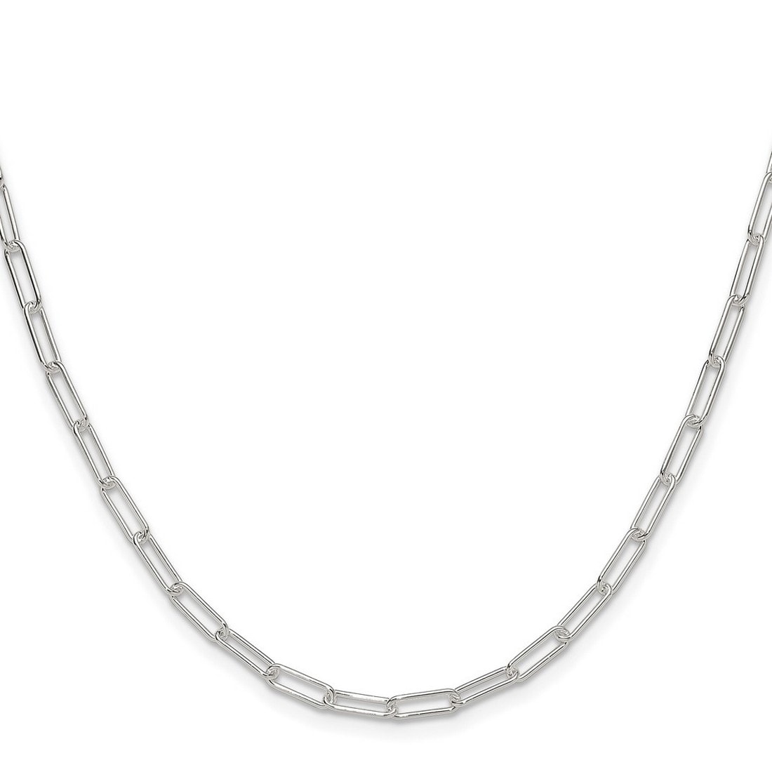 Curata 925 Sterling Silver Polished 3mm Paperclip Chain Necklace