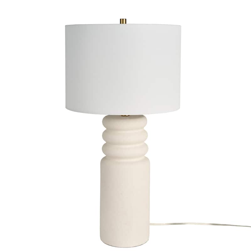 Nourison 28" White Textured Ceramic Ripple Table Lamp