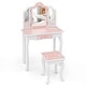 preview thumbnail 9 of 7, Kids Makeup Table and Stool Set with Tri-Folding Mirror for Pretend Play
