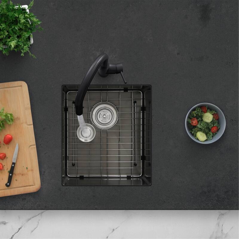 Undermount 16" Graphite Black Single Bowl Kitchen Sink Handmade