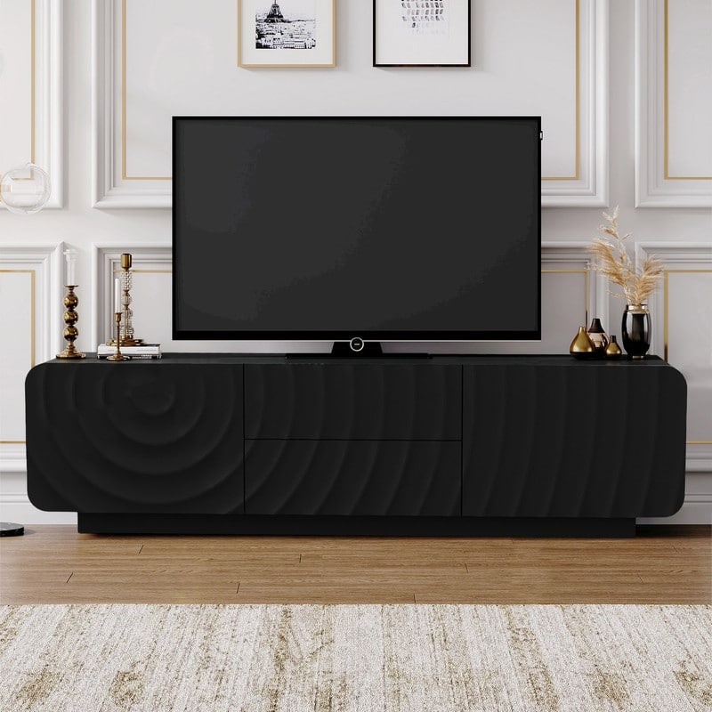 Modern 58-Inch TV Stand for TVs up to 65", Media TV Console With Storage for Living Room or Bedroom - Black