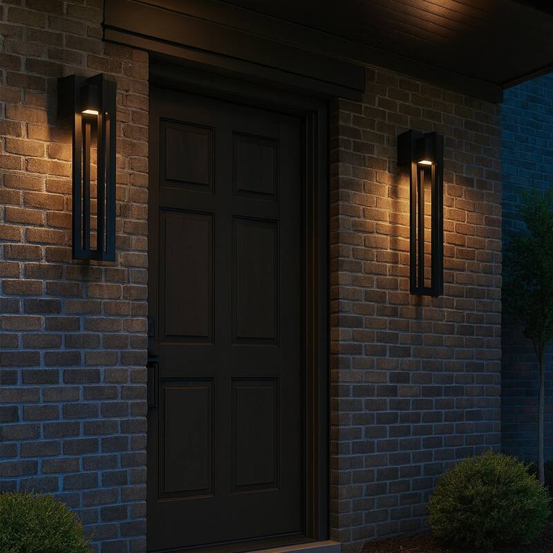 13" Black Integrated LED Outdoor Wall Sconce - Black