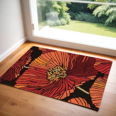 Gavu Floral Traditional Stain Resistant Area Rug By HomeRoots - 33' X '21' X '0.5