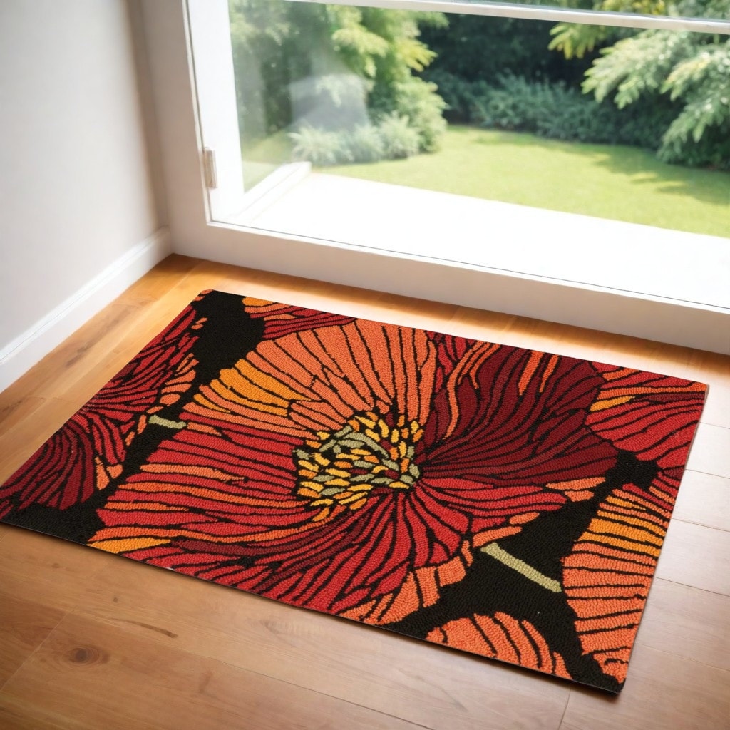 Gavu Floral Traditional Stain Resistant Area Rug By HomeRoots - 33' X '21' X '0.5