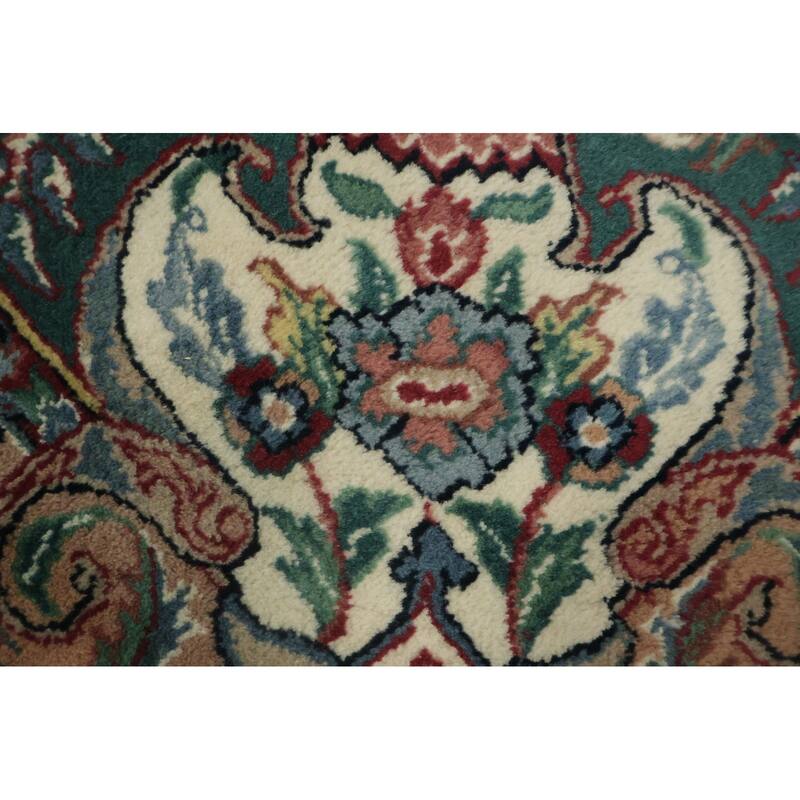 Hand Knotted Oriental 100% Wool Carpet Traditional Floral Green Aubusson Area Rug - 14' 5'' X 9' 8''