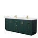 preview thumbnail 35 of 114, Miranda Double Vanity Set, Cultured Marble Top, No Mirror 84-Inch Double - Green, Gold Trim, Carrara Cultured Marble Top