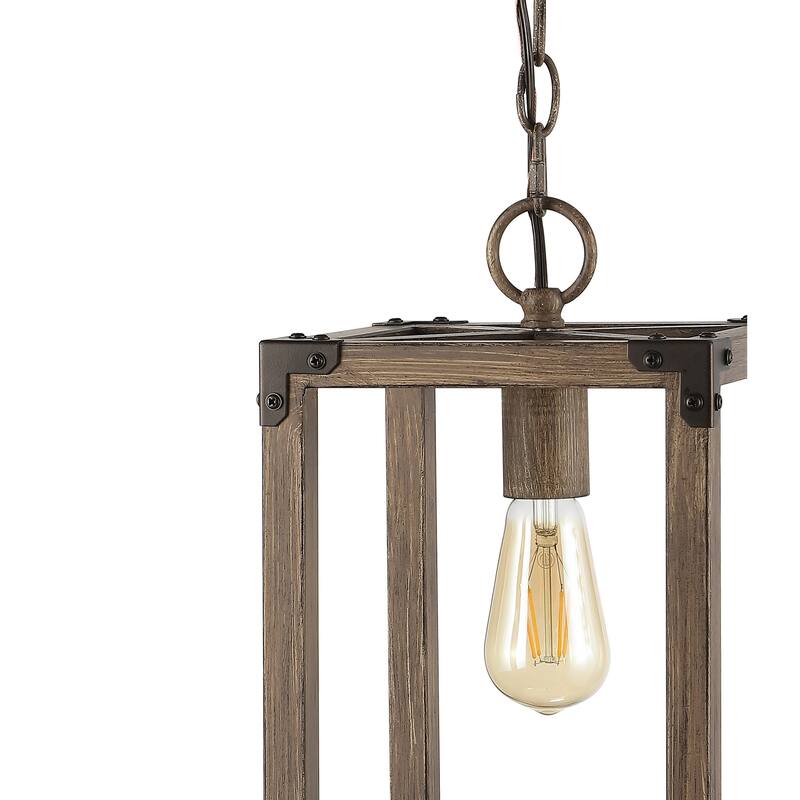 Turing 8.13" Adjustable Iron Rustic Farmhouse LED Pendant, Brown by JONATHAN Y