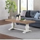 preview thumbnail 1 of 5, Napa 50" Solid Wood Pedestal Coffee Table White and Driftwood