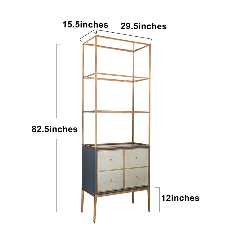 Delcey Mid-century Modern Bookshelves 2-door Display Cabinet with Bookcase Glass Kitchen Hutch Bedroom