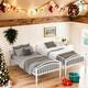 preview thumbnail 1 of 16, Industrial Minimalist Twin Over Twin Metal Bunk Bed,Divided into Two Beds,White White