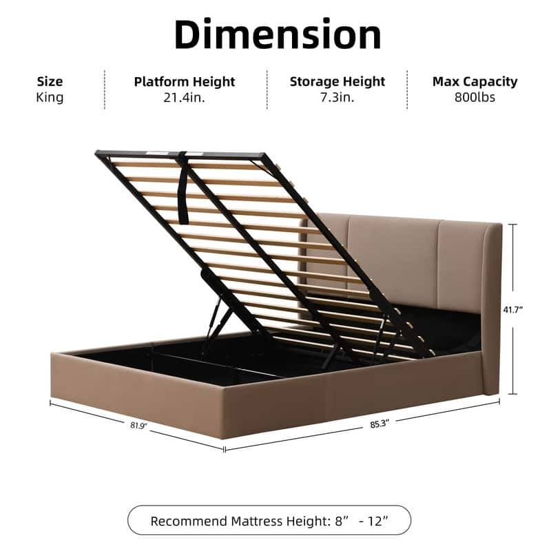 Modern Minimalist Upholstered Storage Bed with Lift-Up Platform
