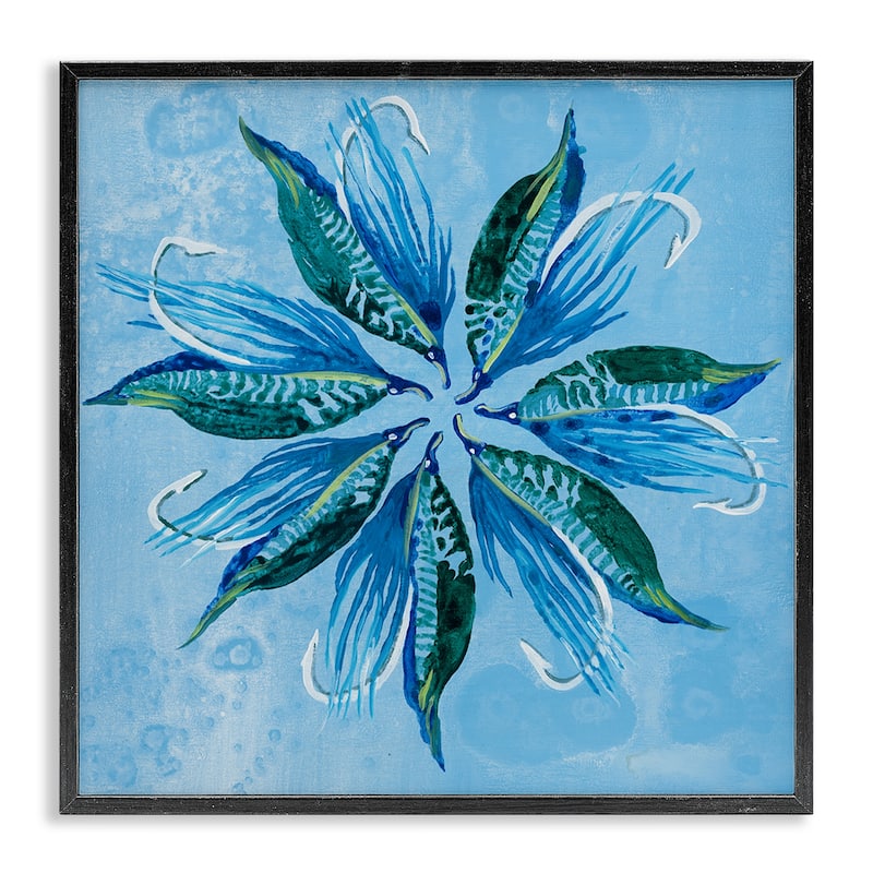 Stupell Blue Flower Shape Design Framed Giclee Art Design By Liz Jardine - 17 x 17 - Black