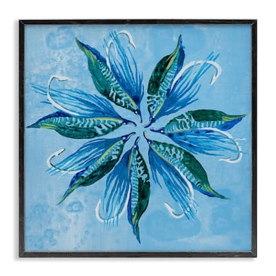 Stupell Blue Flower Shape Design Framed Giclee Art Design By Liz Jardine