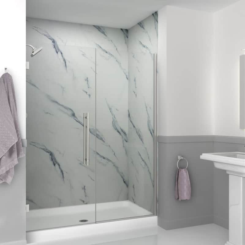 Transolid EHTB595297610C-BK Elizabeth 76" High x 59-1/2" Wide Hinged - Brushed Stainless