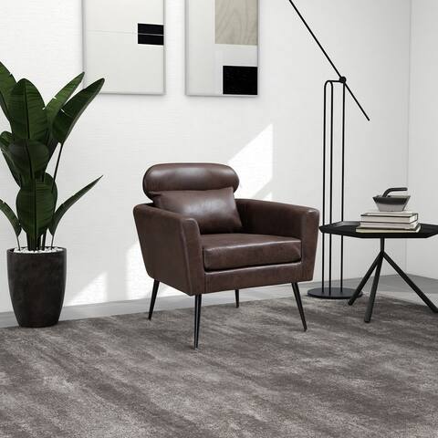 29.5" Bronzing Suede Armchair with Throw Pillow, Soft Cushion
