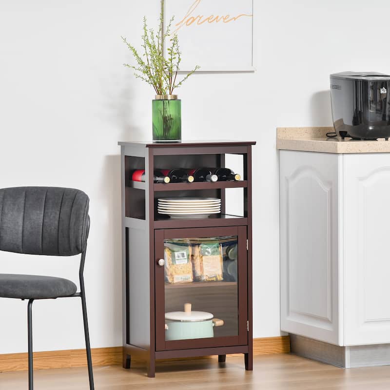 HOMCOM Wine Storage Cabinet with 4 Bottle Wine Rack, Open Shelf, Acrylic Door Cabinet with Adjustable Shelf