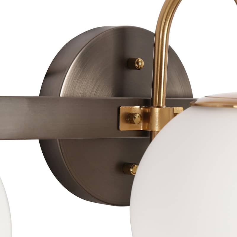 Aladari Modern Gold 3-Light Bathroom Vanity Lights Opal Glass Wall Sconces