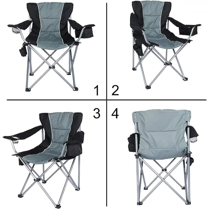 Oversized Camping Folding Chair with Collapsible Padded Arm Chair - Bed ...