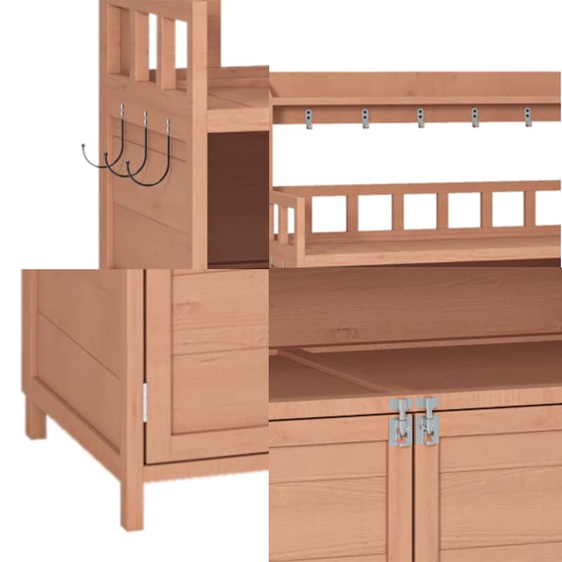 Versatile Potting Bench Outdoor Gardening Table, Wood Planting Workstation with Cabinet & Shelf - 55.12“H