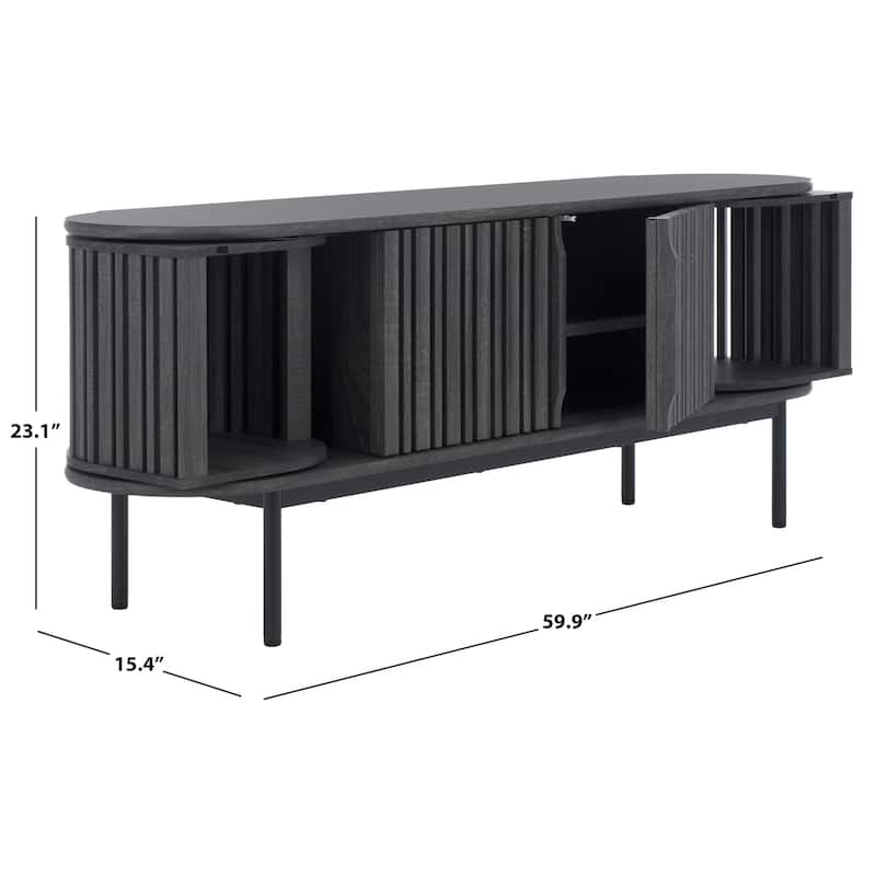 SAFAVIEH Enid 4-Door Media Stand Fits up to 65" Flatscreen TV - 60Wx15Dx23H - Distressed Black