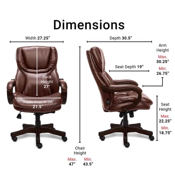 Shop Black Friday Deals On Serta Executive Brown Bonded Leather Big And Tall Office Chair Overstock 8861913
