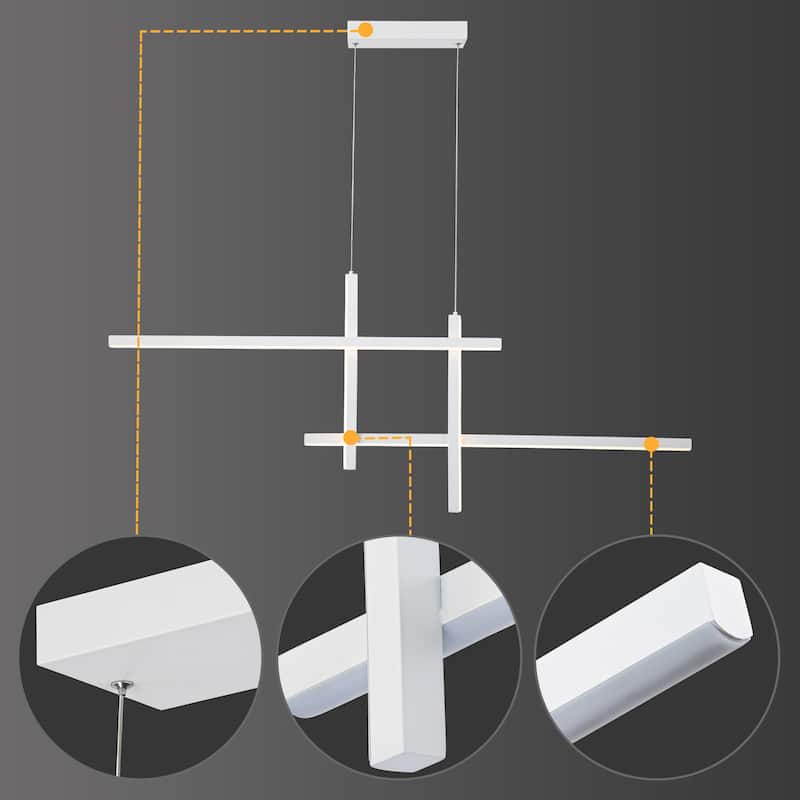 C Cattleya 48" Modern LED Chandelier Kitchen Island Pendant Light - White