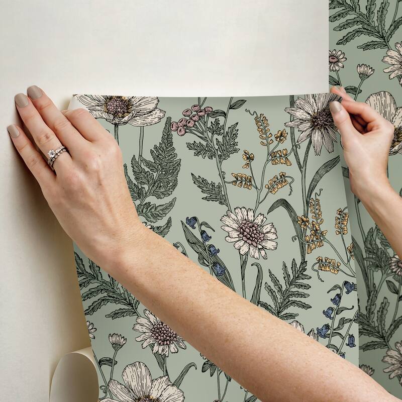 Spring Meadow Green Peel and Stick Wallpaper