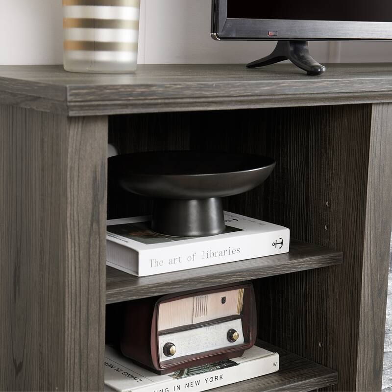 70" TV Stand with Faux Stone Surround, Entertainment Center Media Console Table with Large Storage and Cable Management