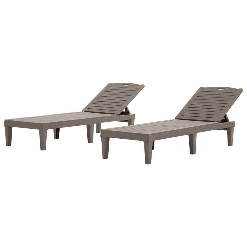Set of 2 Outdoor Chaise Lounge Chair Set with Adjustable Backrest