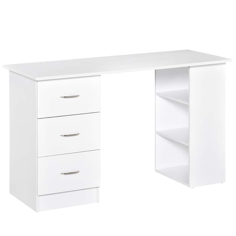 47" Wood Modern Home Office Desk with 3 Drawer and Storage Shelf