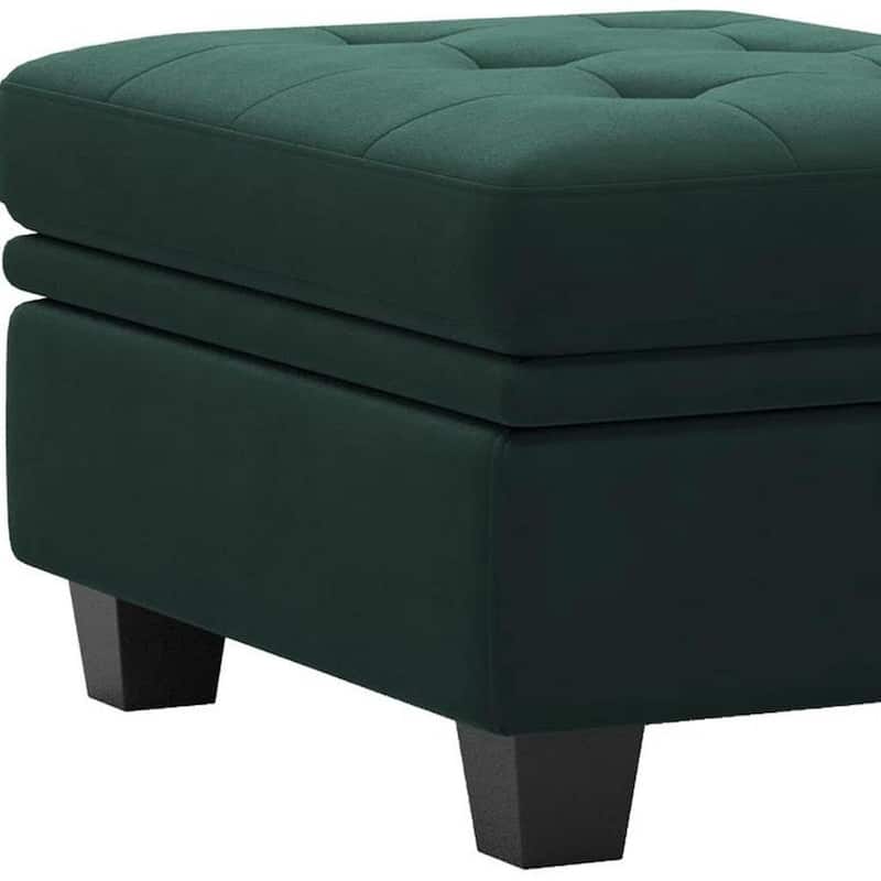 HomeRoots 32" Beige and Black Velvet Tufted Storage Ottoman