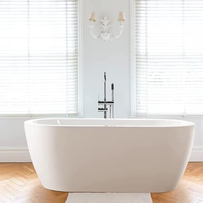 Vanity Art 67.7" Freestanding Acrylic Bathtub Modern Stand Alone Soaking Tub with Chrome Finish Easy to Install & Pop-up Drain