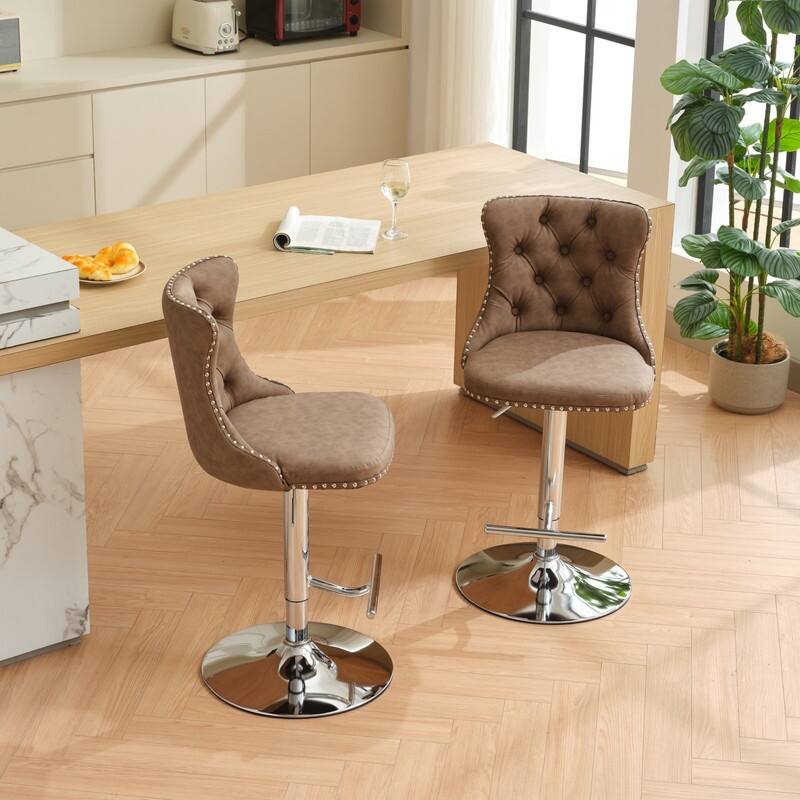 Swivel Foam Barstools Adjusatble Seat Set of 2