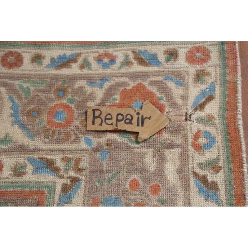 Floral Gray Tabriz Persian Antique Area Rug Handmade Wool Carpet - 8'2"x 11'1"