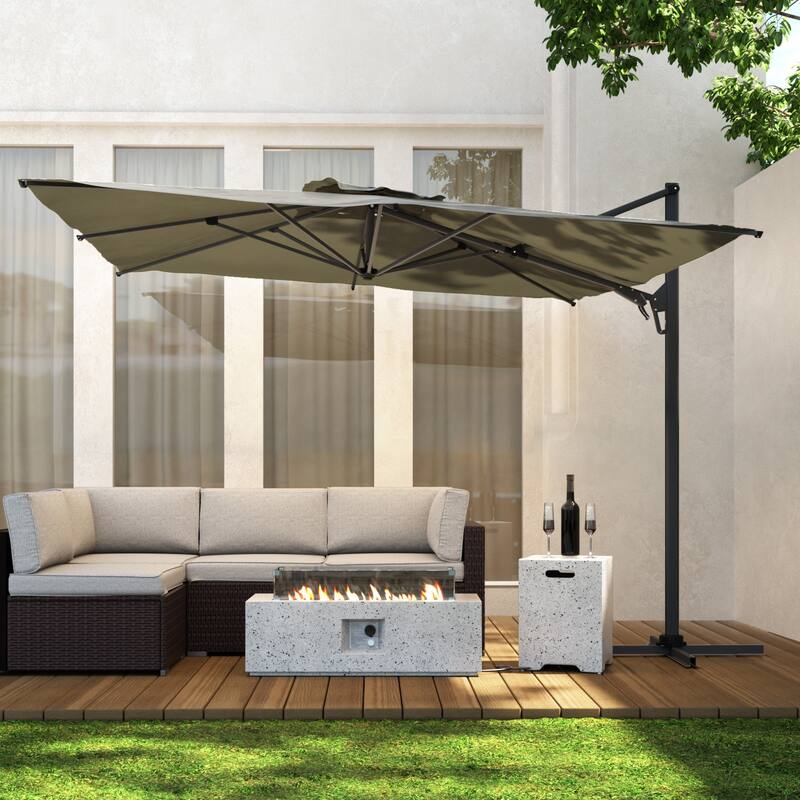 Outdoor 10FT 360 Degree Rotation Double Top Cantilever Umbrella