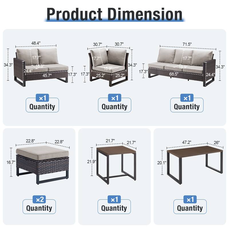 Gymojoy 5-Piece Outdoor Wicker Furniture Set, L-Shaped Sectional Sofa Set