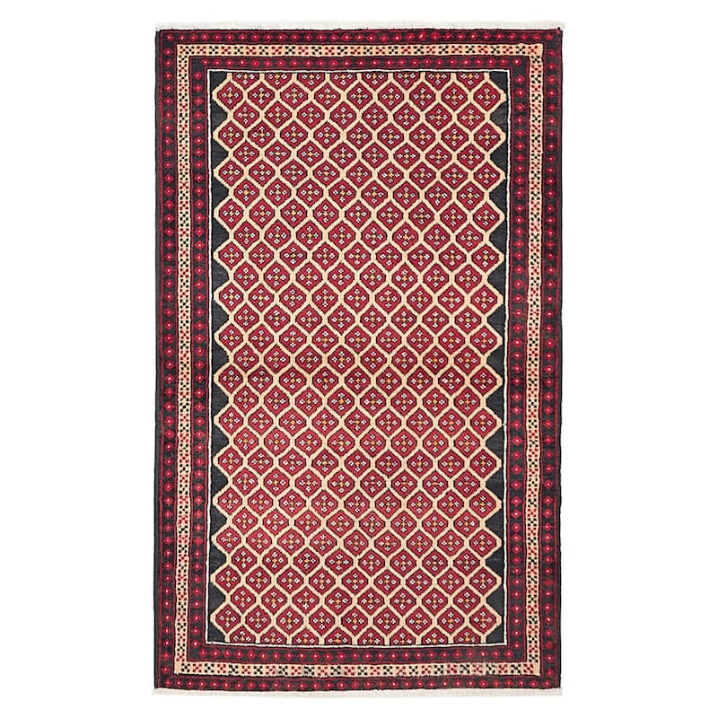 ECARPETGALLERY Hand-knotted Baluch Red Wool Rug - 4'1 x 6'8