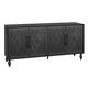 Carved Floral Door Large Storage Cabinet with Metal Handle for Living Room, Kitchen, Entryway