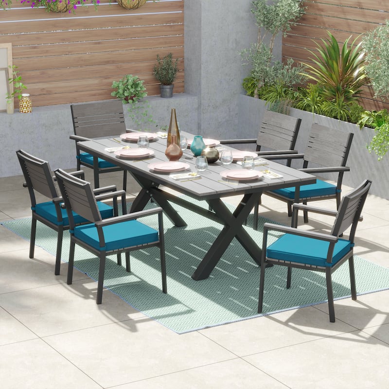 Corvus Orville 7-piece Aluminum Outdoor Dining Set with WPC Table Top
