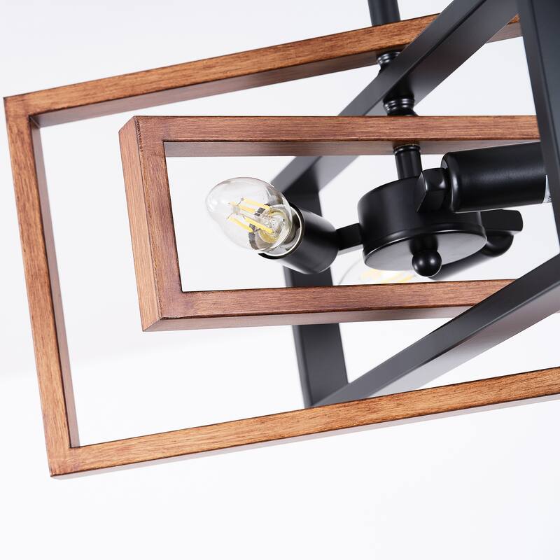 15.8 in. 3-Light Metal Rectangular Semi Flush Mount Ceiling Light Fixture for Kitchen Island