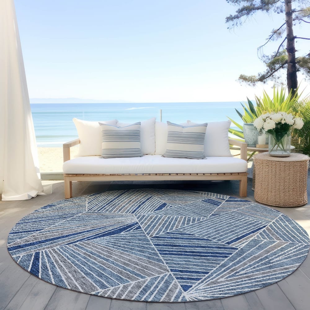 Machine Washable Indoor/ Outdoor Chantille Modern Mosaic Rug