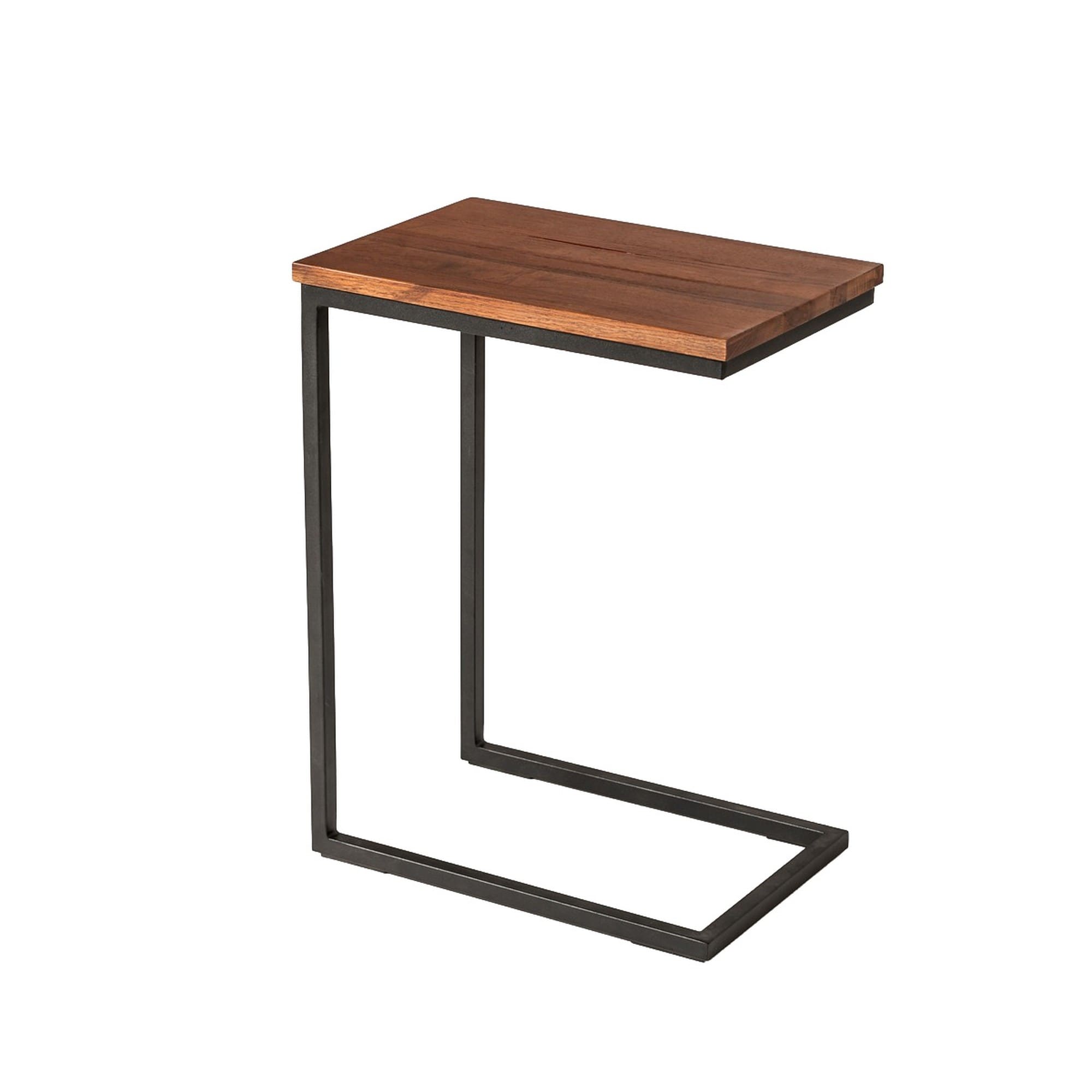 Shop Black Friday Deals On C Shaped End Table With Rectangular Wood Top Brown And Black On Sale Overstock 31429146