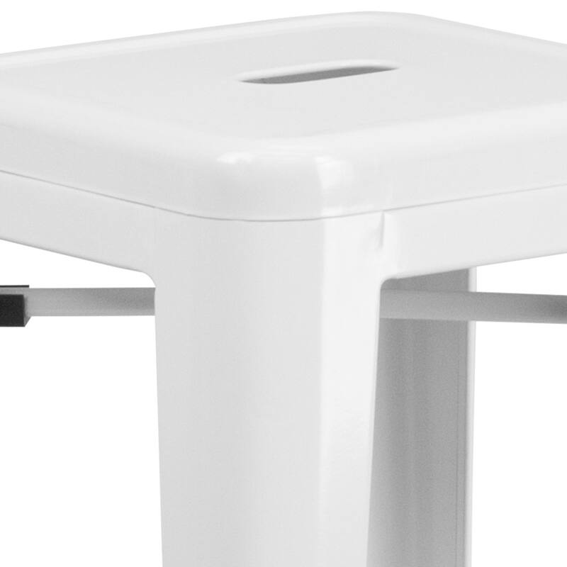 4 Pack 30" High Backless Metal Indoor-Outdoor Barstool with Square Seat