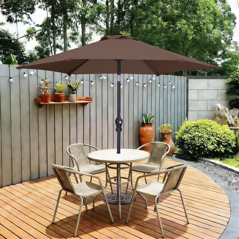Autlaycil 7.5ft Outdoor Patio Umbrella with Tilt & Crank Base included - Coffee