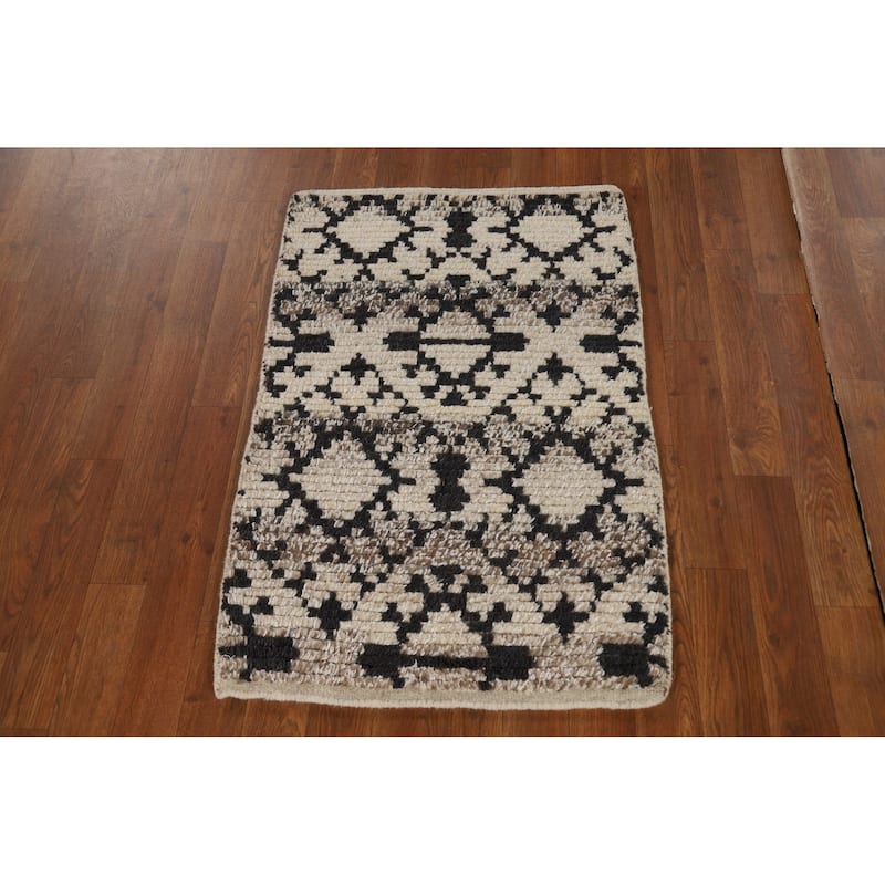 Geometric Moroccan Oriental Accent Rug Handmade Wool Carpet - 2'0"x 3'0"