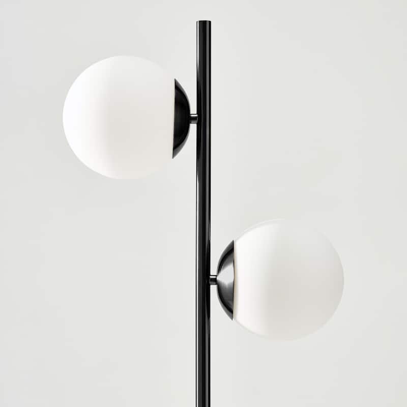 Brightech Sphere 65 in. Classic Black Modern 2-Light LED Super Bright Floor Lamp with 2 Frosted White Glass Globe Shades